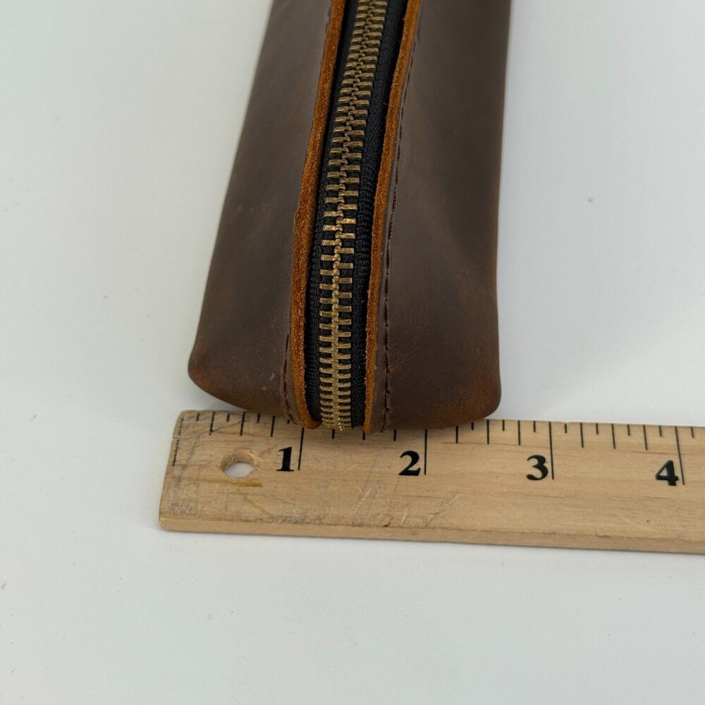 Portland‎ Leather Goods Brown The Sidekick Pouch Small Leather Zipper Bag SLG - Picture 8 of 9